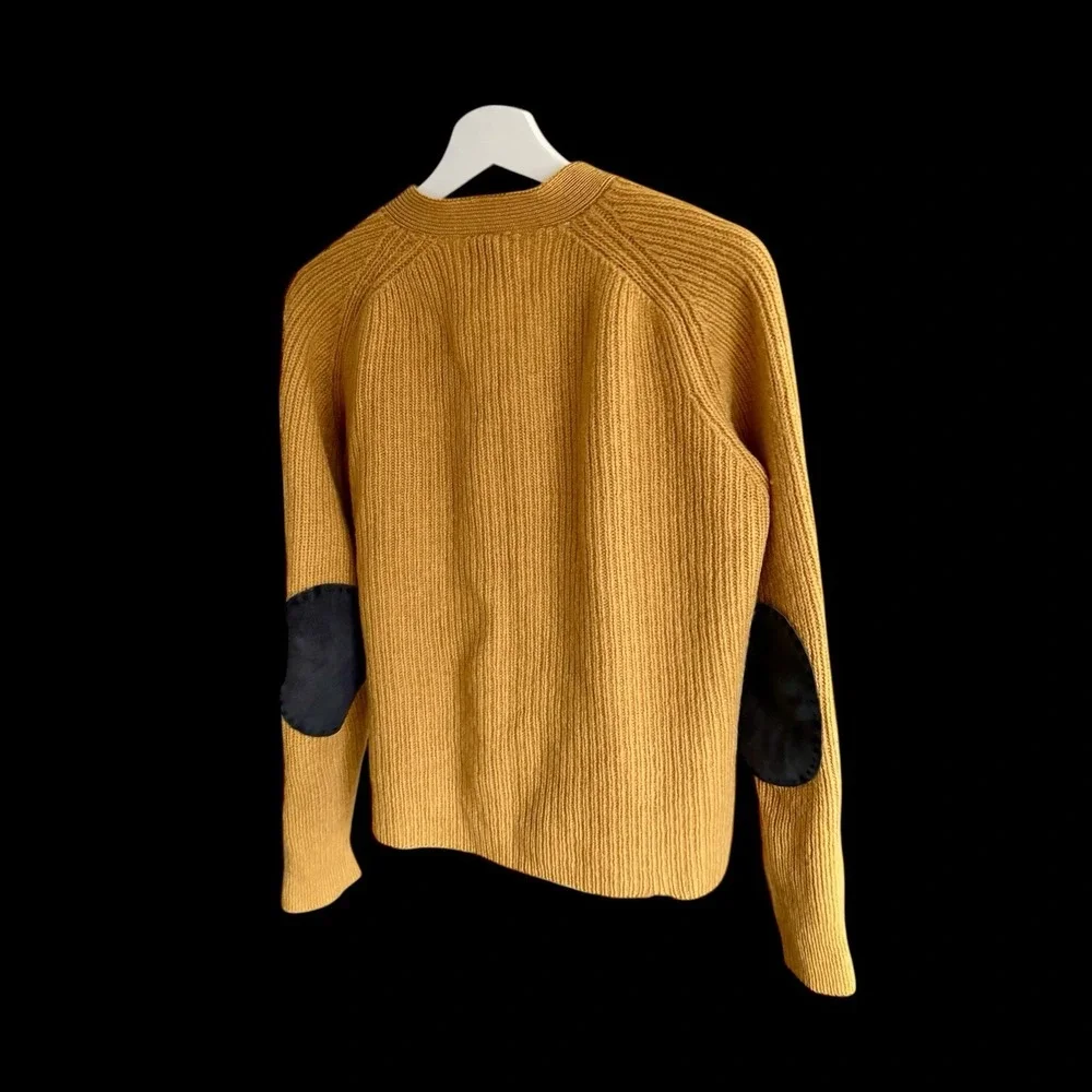 Vintage Capper & Capper Shetland Wool Cardigan‎ Button Front Sz 40 Mustard Flaw